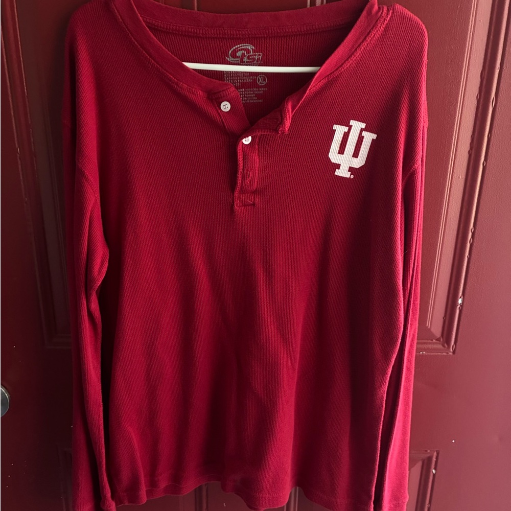 Crimson Long-Sleeve Henley Tee